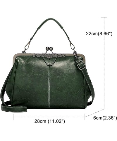 Women Retro Kiss Lock Handbags PU Leather Evening Handbag Top Handle Shoulder Bags Waterproof Crossbody Bags Green $22.25 Sho...