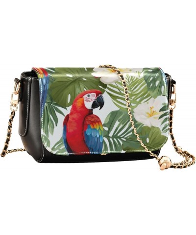 Starry Sky by Van Gogh Womens Leather Bag, Crossbody Leather Purses for Women Red Parrot and Tropical Leaves-5 $21.06 Crossbo...