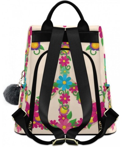 Women Fashion Backpack Floral Peace Sign print, Anti Theft Casual Daypack Shoulder Bag Purse for Travel Work 15 inches $23.77...