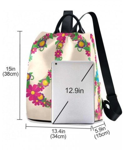 Women Fashion Backpack Floral Peace Sign print, Anti Theft Casual Daypack Shoulder Bag Purse for Travel Work 15 inches $23.77...