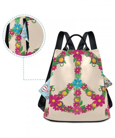 Women Fashion Backpack Floral Peace Sign print, Anti Theft Casual Daypack Shoulder Bag Purse for Travel Work 15 inches $23.77...