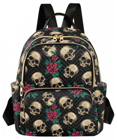 Mini Backpack Purse for Women Lightweight Girls Small Size Cute Skulls Roses School Teens College Traveling Medium $19.46 Bac...