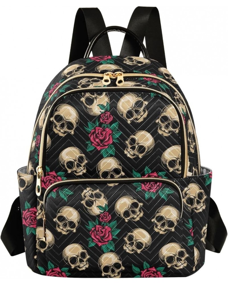 Mini Backpack Purse for Women Lightweight Girls Small Size Cute Skulls Roses School Teens College Traveling Medium $19.46 Bac...