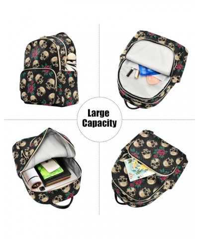 Mini Backpack Purse for Women Lightweight Girls Small Size Cute Skulls Roses School Teens College Traveling Medium $19.46 Bac...