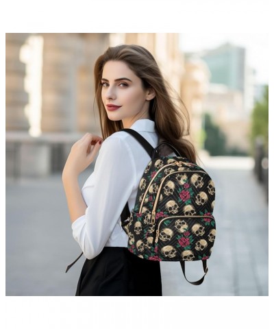 Mini Backpack Purse for Women Lightweight Girls Small Size Cute Skulls Roses School Teens College Traveling Medium $19.46 Bac...