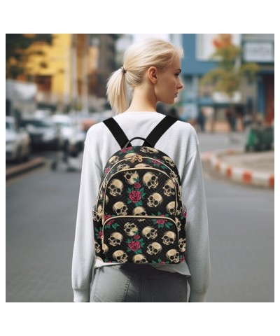 Mini Backpack Purse for Women Lightweight Girls Small Size Cute Skulls Roses School Teens College Traveling Medium $19.46 Bac...