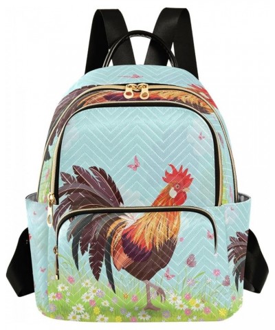 Lovely Rooster Butterfly Women Backpack Purse Ladies Fashion Shoulder Bag Daypack Travel Bag 10L Small $16.45 Backpacks