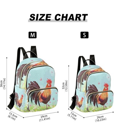 Lovely Rooster Butterfly Women Backpack Purse Ladies Fashion Shoulder Bag Daypack Travel Bag 10L Small $16.45 Backpacks