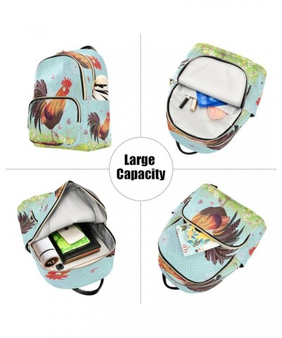 Lovely Rooster Butterfly Women Backpack Purse Ladies Fashion Shoulder Bag Daypack Travel Bag 10L Small $16.45 Backpacks