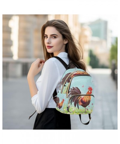 Lovely Rooster Butterfly Women Backpack Purse Ladies Fashion Shoulder Bag Daypack Travel Bag 10L Small $16.45 Backpacks