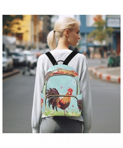 Lovely Rooster Butterfly Women Backpack Purse Ladies Fashion Shoulder Bag Daypack Travel Bag 10L Small $16.45 Backpacks