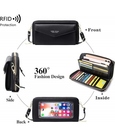 Touch Screen RFID Blocking Crossbody Cell Phone Purse for Women, Shoulder Bag Card Holder Wallet Clutch (Wine Red) Black $25....