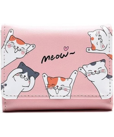 Small Womens Wallet, Cute Cat Tri-Folded Girls Wallet Slim Kawaii Wallet for Teens, Fashion Small Wrist Wallet with Cash Pock...