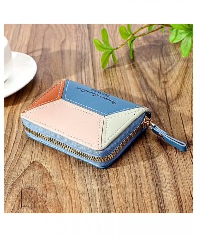 Fashion ID Short Wallet Color Matching Solid Color Women Zipper Neck Wallet Travel Pouch and Passport (Red-a, One Size) Blue-...