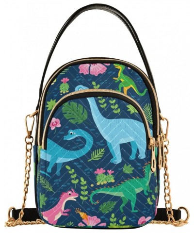 Dinosaurs Flower Crossbody Bags for Women Hand Bag Small Sling Shoulder Travel Bag Mini Purse with Zip $9.24 Crossbody Bags