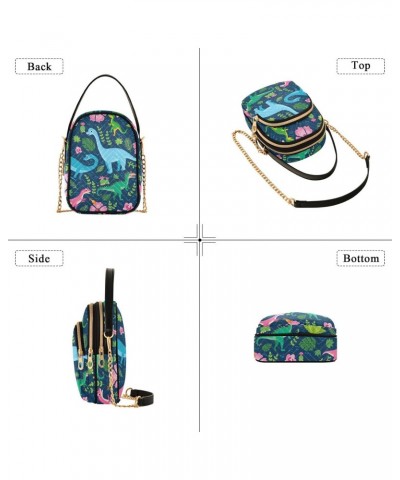 Dinosaurs Flower Crossbody Bags for Women Hand Bag Small Sling Shoulder Travel Bag Mini Purse with Zip $9.24 Crossbody Bags