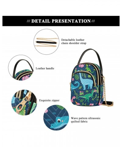 Dinosaurs Flower Crossbody Bags for Women Hand Bag Small Sling Shoulder Travel Bag Mini Purse with Zip $9.24 Crossbody Bags