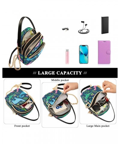 Dinosaurs Flower Crossbody Bags for Women Hand Bag Small Sling Shoulder Travel Bag Mini Purse with Zip $9.24 Crossbody Bags