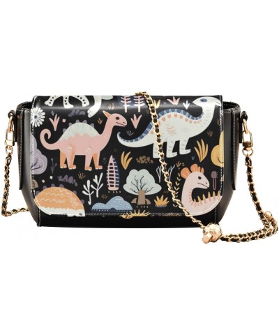 Cartoon Dinosaur Crossbody Bag for Women Girls,Leather Cross Body Purses Chain Strap Handbags Shoulder Bag $18.80 Crossbody Bags