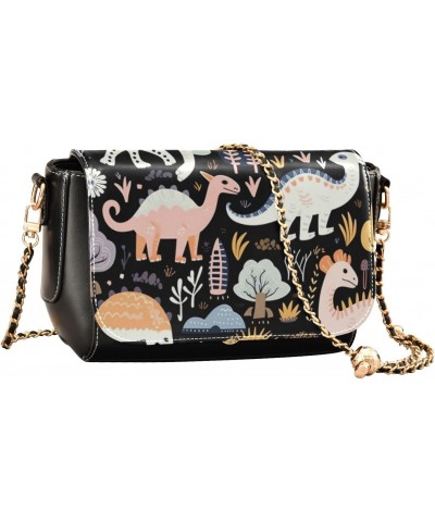 Cartoon Dinosaur Crossbody Bag for Women Girls,Leather Cross Body Purses Chain Strap Handbags Shoulder Bag $18.80 Crossbody Bags