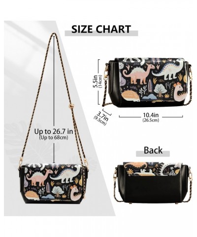 Cartoon Dinosaur Crossbody Bag for Women Girls,Leather Cross Body Purses Chain Strap Handbags Shoulder Bag $18.80 Crossbody Bags