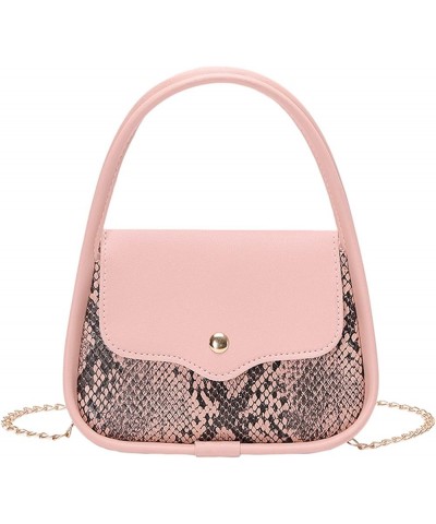 Large Travel Tote Bag for Women Fashion Women Artificial Leather Hasp Snake Pattern Shell Fit Bag for Woman Pink $11.12 Totes