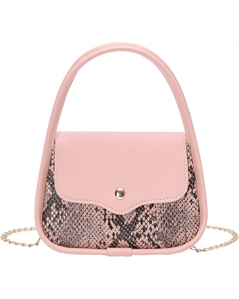 Large Travel Tote Bag for Women Fashion Women Artificial Leather Hasp Snake Pattern Shell Fit Bag for Woman Pink $11.12 Totes