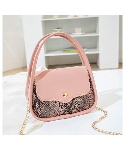 Large Travel Tote Bag for Women Fashion Women Artificial Leather Hasp Snake Pattern Shell Fit Bag for Woman Pink $11.12 Totes