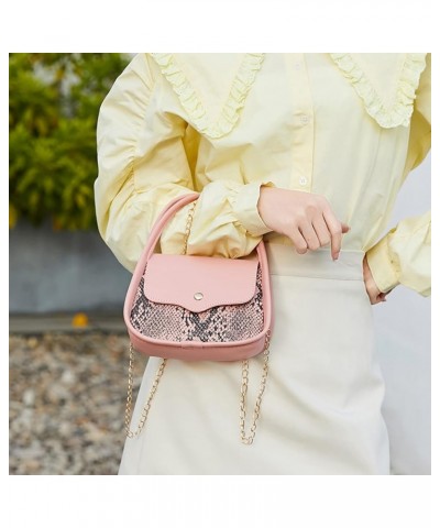 Large Travel Tote Bag for Women Fashion Women Artificial Leather Hasp Snake Pattern Shell Fit Bag for Woman Pink $11.12 Totes