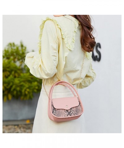 Large Travel Tote Bag for Women Fashion Women Artificial Leather Hasp Snake Pattern Shell Fit Bag for Woman Pink $11.12 Totes