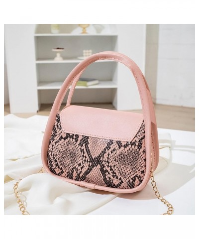 Large Travel Tote Bag for Women Fashion Women Artificial Leather Hasp Snake Pattern Shell Fit Bag for Woman Pink $11.12 Totes