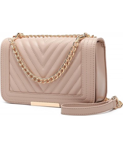 Crossbody Bags for Women Fashion Quilted Shoulder purse with Convertible Chain Strap Classic Satchel Handbag Nude-lm715 $13.4...