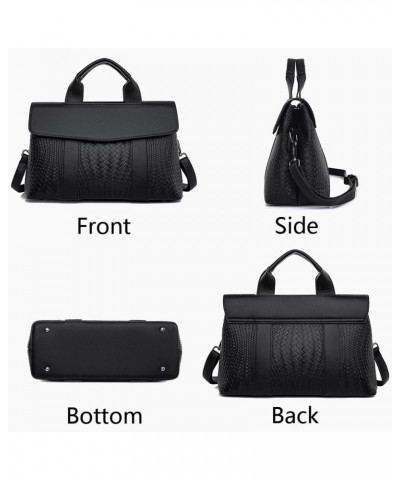 Women Elegant Top Handle Satchel Purse Handbag PU Leather Shoulder Bag Attache Case Black $18.48 Satchels