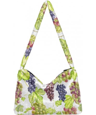 Watercolor Grapes Fluffy Tote Bag Cross Body Bags Handbag Purse Shoulder Bag for Women Gift Work with Zipper $9.03 Totes