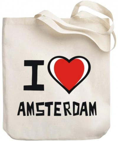 I love Amsterdam Bicolor Heart Canvas Tote Bag 10.5" x 16" x 4 $21.19 Totes