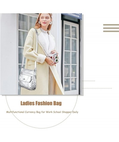 Crossbody Bags for Women PU Leather Shoulder Handbag Ladies Purses and Handbag with adjustable Strap Sliver $28.17 Satchels