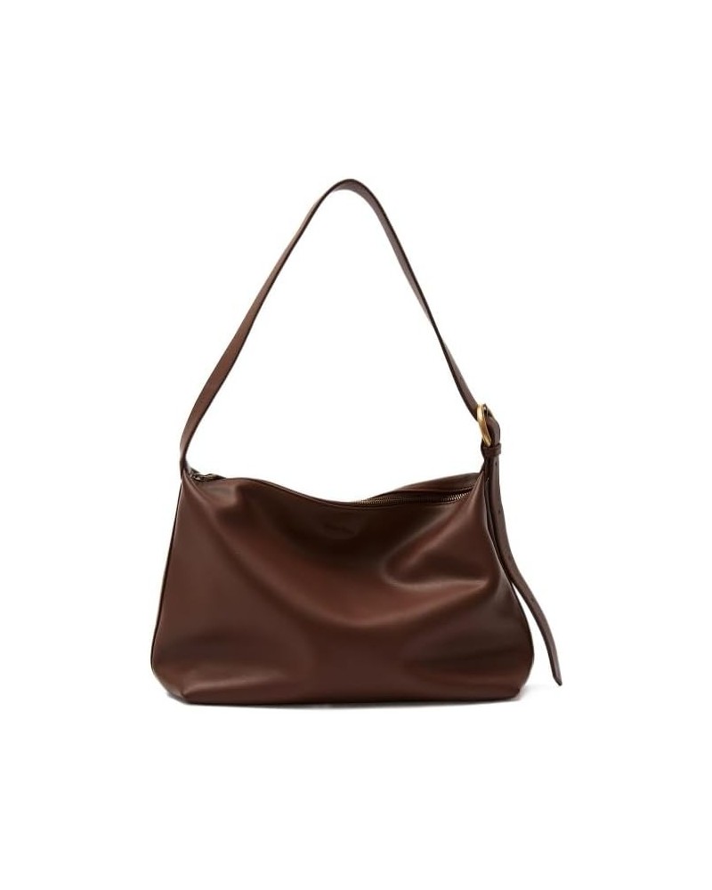 Cowhide Tote Bag Women's One Shoulder Commuter Bag Soft leather niche leather crossbody bag Large Coffee $27.06 Totes