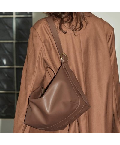 Cowhide Tote Bag Women's One Shoulder Commuter Bag Soft leather niche leather crossbody bag Large Coffee $27.06 Totes