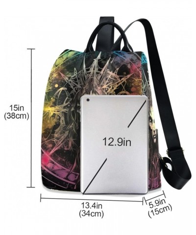 Tropical Watercolor Fruits Backpack Purse for Women Anti Theft Back Zipper Fashion Casual Travel Bag Mandala Witches Astrolog...