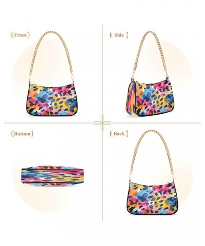 Shoulder Bags for Women Watercolor Leopard Print Hobo Tote Handbag Small Clutch Purse with Zipper Closure $16.11 Shoulder Bags