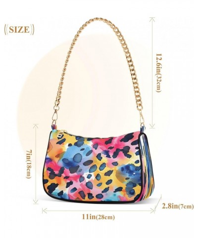 Shoulder Bags for Women Watercolor Leopard Print Hobo Tote Handbag Small Clutch Purse with Zipper Closure $16.11 Shoulder Bags