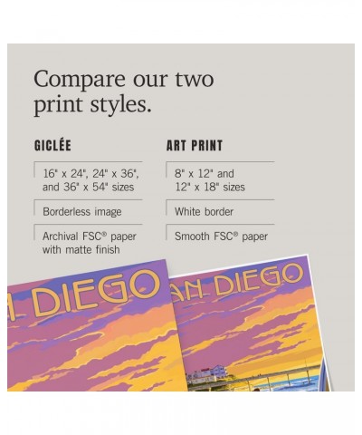 24x36 Inch Giclee Print, San Diego, California, Beach and Pier $21.00 Totes