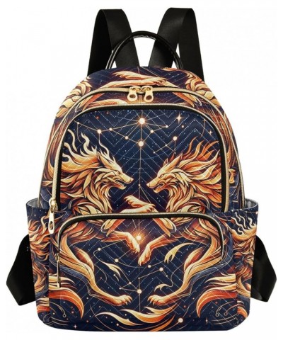 Mini Backpack Purse for Women, Gold Wolf Travel Bag Casual Daypack Shoulder Bag Medium $17.59 Backpacks