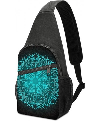 Sling Bag, Stylish Chest Bag for Men Women, Bue Circle Viking Vegvisir Runic Compass Shoulder Cross Body Backpack, Casual Che...