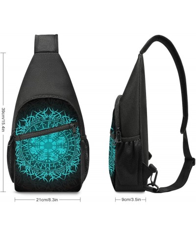 Sling Bag, Stylish Chest Bag for Men Women, Bue Circle Viking Vegvisir Runic Compass Shoulder Cross Body Backpack, Casual Che...