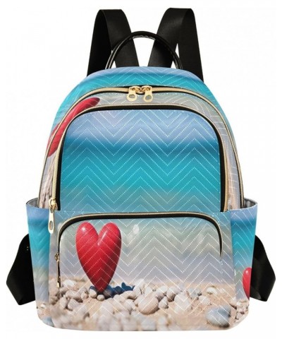 Beach Red Love Heart Quilted Backpack for Women Shoulder Bag Purses Travel Bags for Nurse Daily Work M Medium $14.26 Backpacks