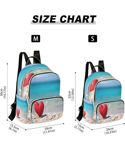 Beach Red Love Heart Quilted Backpack for Women Shoulder Bag Purses Travel Bags for Nurse Daily Work M Medium $14.26 Backpacks