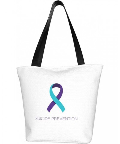 Purple Suicide Awareness Women'S Casual One Shoulder Carry Shopping Bag Large Capacity Working Storage Handbag $14.71 Shoulde...