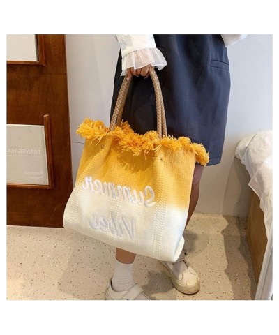 Simple Style Embroidered Letter Tote Bag Trendy Handbag Large-Capacity Female Bag Blue $19.43 Totes