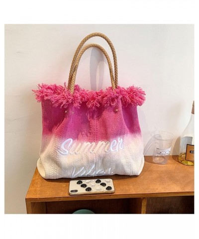 Simple Style Embroidered Letter Tote Bag Trendy Handbag Large-Capacity Female Bag Blue $19.43 Totes